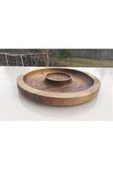Timber Ahşap Ceviz Doğal Ahşap Kuruyemiş Cips Peynir Kahvaltı Servis Sunum Tabağı 23x23x2 - 2