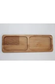 şeker marangoz Ahşap 2 Bölmeli Sunumluk Çerezlik Ahşap Tabak thumbnail 1