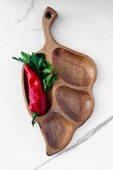 zeyvedesign Ahşap Yaprak Desenli Çerezlik Sunum Kasesi - 3