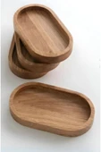 Redwood 4 Lü Ahşap Tepsi Çay Tepsisi Kahve Tepsisi Sunum Tepsisi 16cm Uzunluk Sunumluk thumbnail 1