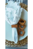 WOODENIST Opal Ahşap Peçete Yüzüğü Kare 4lü - 1