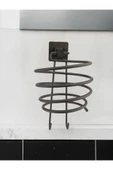 Egem Home Siyah Yapışkanlı Kare Fön Askısı Saç Kurutma Makinesi Askısı thumbnail 2