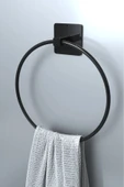 Egem Home Siyah Yapışkanlı Banyo Rafı Halka Havluluk ve Tuvalet Kağıtlık Seti thumbnail 4