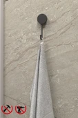 Egem Home Mat Siyah Tekli Havlu Askısı Yapışkanlı & Vidalı Montaj Banyo ve Mutfak Askısı - 1