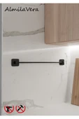 Egem Home Yapışkanlı Siyah Banyo Köşeliği 3 Katlı Köşe Rafı Uzun Havluluk ve Tuvalet Kağıtlık Set - 7