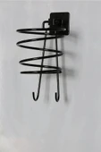 Egem Home Siyah Kare Yapışkanlı Fön Makinesi Askısı Saç Kurutma Makinesi Tutacağı Havlu Askılı thumbnail 1