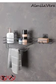 Egem Home Güçlü Yapışkanlı Banyo Rafı Kağıt Havlu Tutacağı Ve Metal Sabunluk Set Düzenleyici thumbnail 2