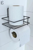 Egem Home Siyah Yapışkanlı Tuvalet Kağıtlığı Askısı Yedekli Tuvalet Kağıtlık thumbnail 1
