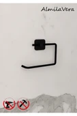 Egem Home Yapışkanlı Siyah Banyo Köşeliği 3 Katlı Köşe Rafı Uzun Havluluk ve Tuvalet Kağıtlık Set - 3