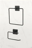 Egem Home Yapışkanlı Kare Havluluk Havlu Askısı ve Tuvalet Wc Kağıtlık Pratik Banyo 2'li Set - 1