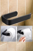 Egem Home Yapışkanlı Lüks Tasarım Lamalı Tuvalet Kağıtlığı Siyah thumbnail 1