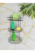 Egem Home Yapışkanlı Kancalı Banyo Köşeliği Düzenleyici Şampuanlık Duş Rafı Siyah thumbnail 3