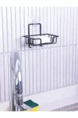 Egem Home Yapışkanlı Siyah Banyo Düzenleyici Raf Kare Fön Askısı ve Katı Sabunluk Seti - 5