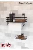 Egem Home Güçlü Yapışkanlı Banyo Rafı Kağıt Havlu Tutacağı Ve Metal Sabunluk Set Düzenleyici thumbnail 1