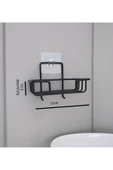 Egem Home Yapışkanlı Kancalı Katı Sabunluk ve Bulaşık Süngerlik Düzenleyici Raf Siyah thumbnail 2