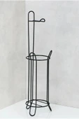 Egem Home Ayaklı Siyah Tuvalet Kağıtlığı Peçetelik Tutacağı Tuvalet Kağıtlık Askısı Standı thumbnail 3