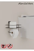 Egem Home Vidalı Siyah Tuvalet Kağıtlığı Askısı Yedekli Tuvalet Kağıtlık Wc Kağıtlık thumbnail 1