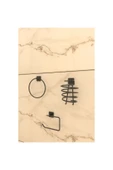 Egem Home Yapışkanlı Siyah Kare Havlu Askısı Fön Askısı ve Kare Tuvalet Kağıtlık Banyo Aksesuar Seti - 2