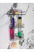 Egem Home Yapışkanlı 3 Katlı Düz Raf Kancalı Banyo Rafı Düzenleyici Şampuanlık Duş Rafı thumbnail 2