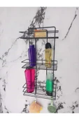 Egem Home Yapışkanlı 3 Katlı Düz Raf Kancalı Banyo Rafı Düzenleyici Şampuanlık Duş Rafı thumbnail 1