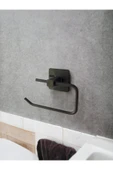 Egem Home Siyah Yapışkanlı Tuvalet Kağıtlık Halka Havluluk Askısı ve Fön Makinesi Askısı Seti Banyo Seti - 2