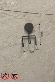 Egem Home Mat Siyah Üçlü Havlu Askısı Banyo ve Mutfak Askısı Yapışkanlı Veya Vidalı Montaj thumbnail 3