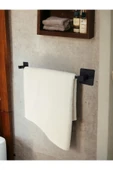 Egem Home Yapışkanlı Siyah Kare Uzun Havluluk Havlu Askısı - 1