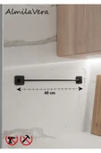 Egem Home Yapışkanlı Siyah Banyo Köşeliği 3 Katlı Köşe Rafı Uzun Havluluk ve Tuvalet Kağıtlık Set - 6