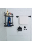 Egem Home Yapışkanlı 2 Katlı Köşelik Uzun Havluluk Kapaklı Tuvalet Kağıtlık Bornoz Askısı Seti thumbnail 1