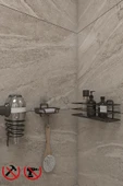 Egem Home Yapışkanlı Siyah Banyo Düzenleyici Raf Kare Fön Askısı ve Katı Sabunluk Seti - 1