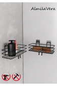 Egem Home Siyah Güçlü Yapışkanlı Kancalı Banyo Rafı 2 Adet. - 2