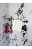 Egem Home Yapışkanlı Banyo Aksesuar Seti, 3 Katlı Eko Şampuanlık Uzun Havluluk, Tuvalet Kağıtlığı, Bornozluk - 1