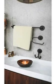 Egem Home Banyo Aksesuar Seti, Siyah, Düz Havluluk, K. Tuvalet Kağıtlığı, Bornozluk - Mat Siyah - 2