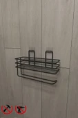 Egem Home Yapışkanlı Raflı Kağıt Rulo Havluluk Peçetelik Siyah Banyo Mutfak Düzenleyici Raf thumbnail 3