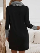 Kadın Uzun Kollu Balıkçı Yaka Bağcıklı Iki Iplik Elbise thumbnail 4