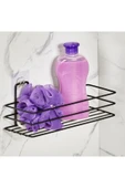 Egem Home Tekli Güçlü Magic Yapışkan Askılı Dikdörtgen Banyo Rafı Mat Siyah thumbnail 2