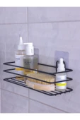 KapKacakAl Siyah Yapışkanlı  Çok Amaçlı Banyo Düzenleyici Rafı Duş Organizeri Mutfak Rafı thumbnail 2