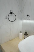 Egem Home Yapışkanlı Kare Uzun Havlu ve Kare Halka Havluluk Banyo Aksesuar Seti - 5
