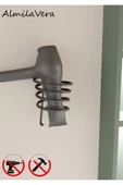 Egem Home Siyah Yapışkanlı Kare Fön Makinesi Askısı Saç Kurutma Makinesi Tutacağı - 2