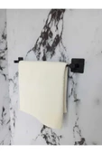 Egem Home Siyah Yapışkanlı Kare Havluluk ve Fön Askısı Seti 4'lü Banyo Seti - 3