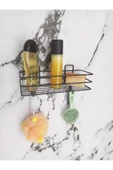Egem Home Yapışkanlı Kancalı Banyo Ve Mutfak Rafı Mat Siyah Banyo Duş Askısı thumbnail 1