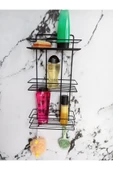 Egem Home Yapışkanlı 3 Katlı Düz Raf Kancalı Banyo Rafı Düzenleyici Şampuanlık Duş Rafı thumbnail 3