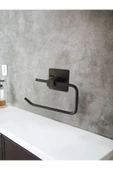 Egem Home Yapışkanlı Banyo Aksesuar Seti, Siyah, Düz Havluluk, Tuvalet Kağıtlığı thumbnail 4
