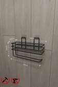 Egem Home Yapışkanlı Raflı Kağıt Rulo Havluluk Peçetelik Siyah Banyo Mutfak Düzenleyici Raf thumbnail 4