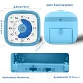 NPO Mutfak,Ders,Yemek için 60dk Analog Alarm Zamanlayıcı,Pomodoro Öğrenci Motivasyon Saati - 3