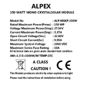 150 WATT MONOKRİSTAL GÜNEŞ PANELİ thumbnail 2