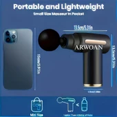 ARWOAN Mini Masaj Tabancası 6 Kademeli Derin Doku Kas Masaj Cihazı, Sessiz ve Taşınabilir thumbnail 1