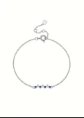 925 Ayar Gümüş Mavi Taşlı Minimal Kadın Gümüş Bileklik thumbnail 1