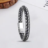 Hematit Doğaltaş Ve Çelik Halat Örme Bileklik 31832B2DH2 thumbnail 2