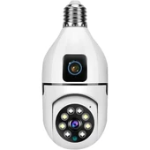 Çift Lensli Duy Girişli Kablosuz Ampul Kamera - 3